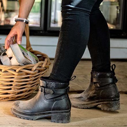 Dames Liberty Waterdichte Enkellaars Van Rubber, Zwart