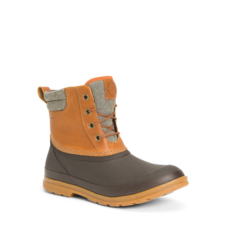 Muck Originals Eend Leren Korte Laarzen Met Veters, Bruine Muckboot