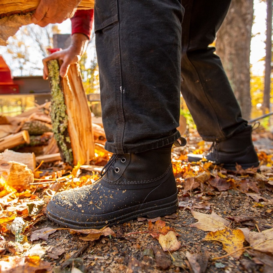 Muckboot Zwarte Muck Originals Eend Leren Korte Laarzen Met Vetersluiting Voor Heren