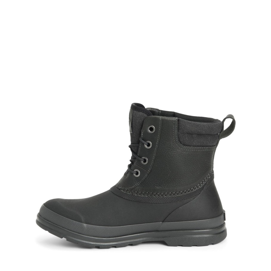 Muckboot Zwarte Muck Originals Eend Leren Korte Laarzen Met Vetersluiting Voor Heren