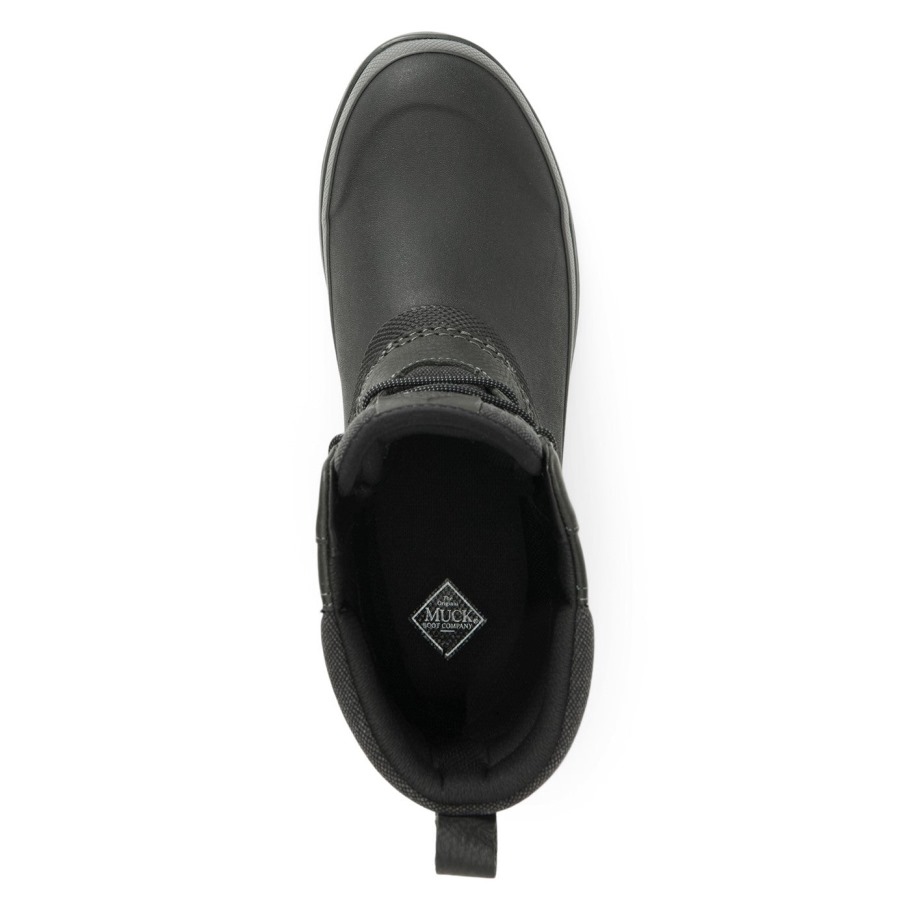 Muckboot Zwarte Muck Originals Eend Leren Korte Laarzen Met Vetersluiting Voor Heren