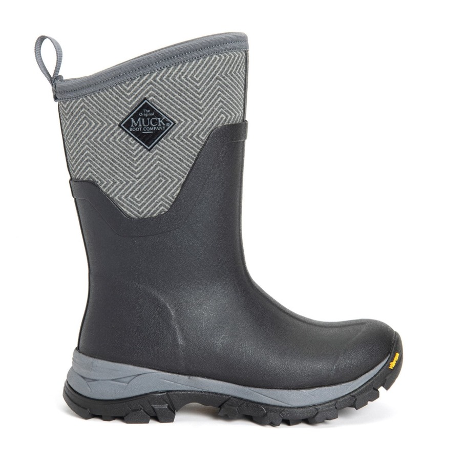 Muckboot Grijze Geometrische Print Dames Arctic Ice Vibram Ag All Terrain Korte Laarzen