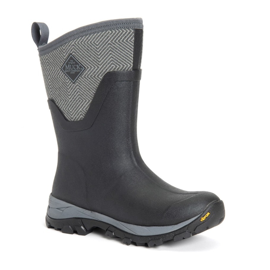 Muckboot Grijze Geometrische Print Dames Arctic Ice Vibram Ag All Terrain Korte Laarzen