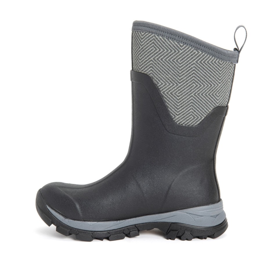 Muckboot Grijze Geometrische Print Dames Arctic Ice Vibram Ag All Terrain Korte Laarzen