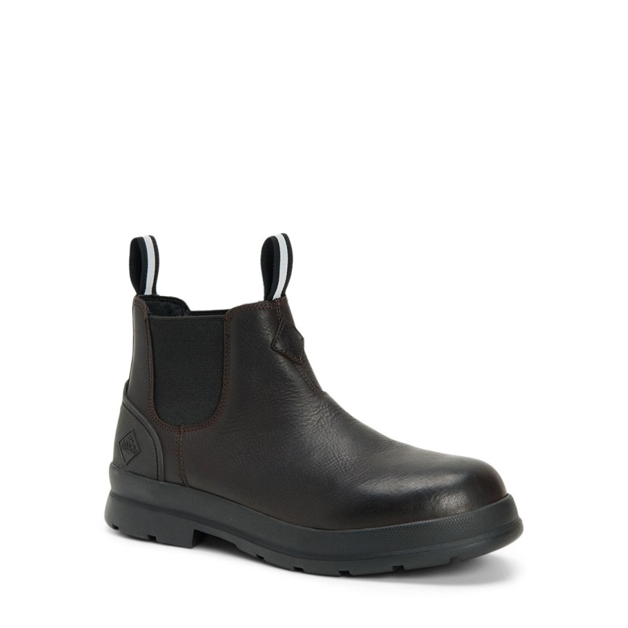 Muckboot Heren Chore Farm Leren Chelsea Veiligheidslaarzen Zwart Koffie