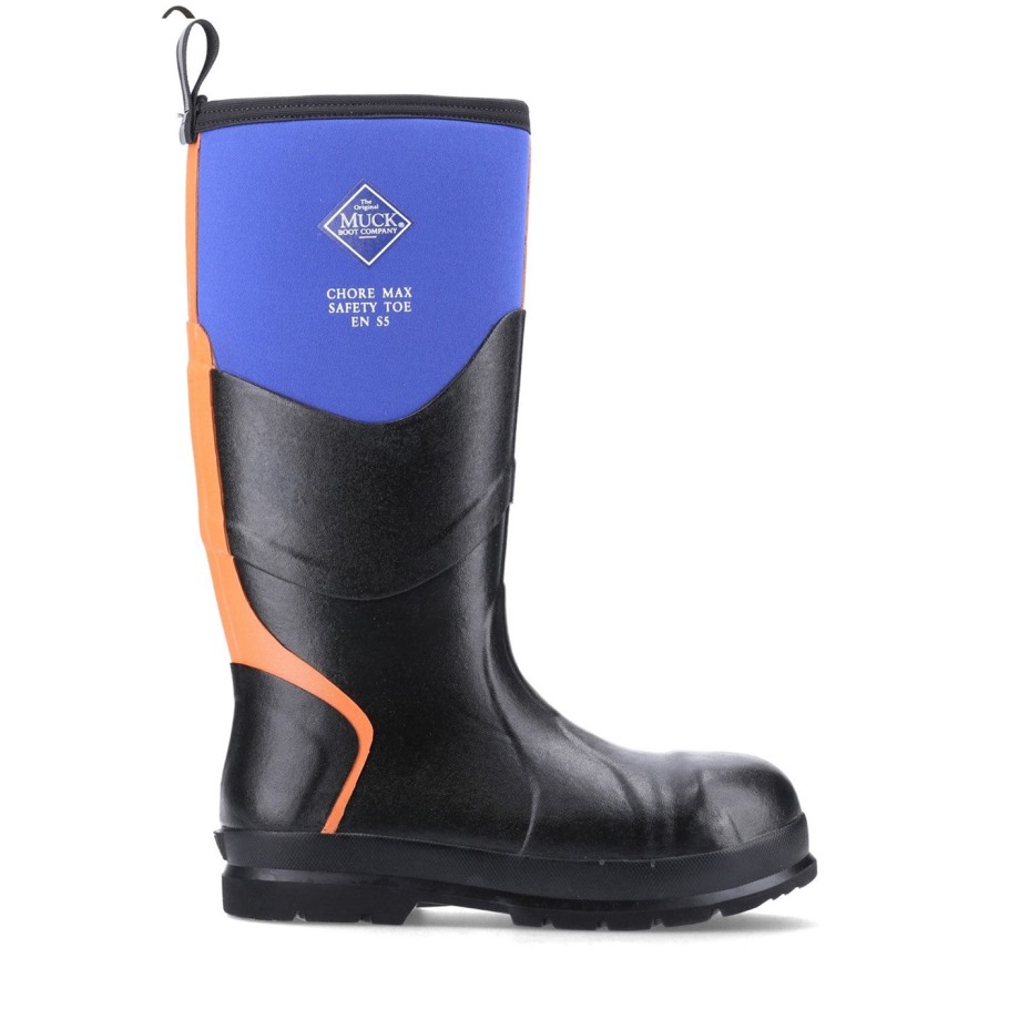Muckboot Unisex Chore Max Stalen Neus S5 Hoge Laarzen Blauw Oranje