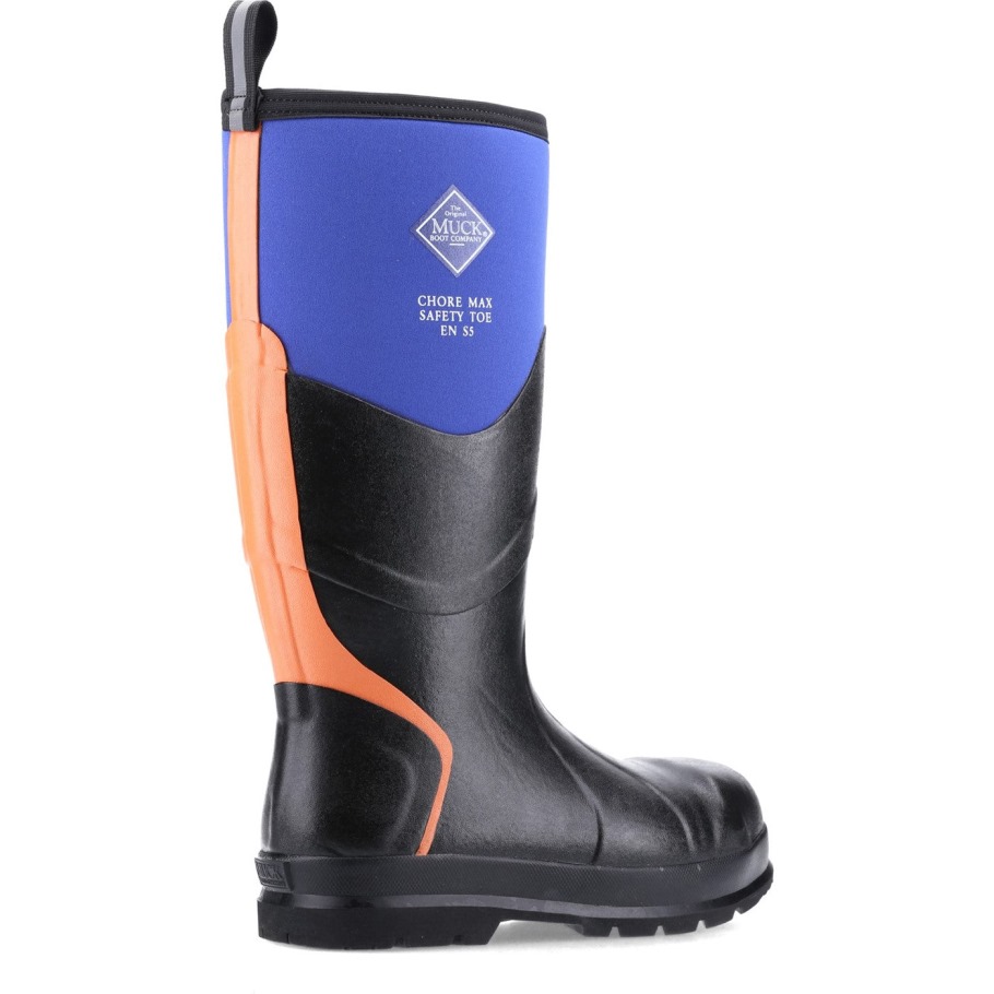 Muckboot Unisex Chore Max Stalen Neus S5 Hoge Laarzen Blauw Oranje