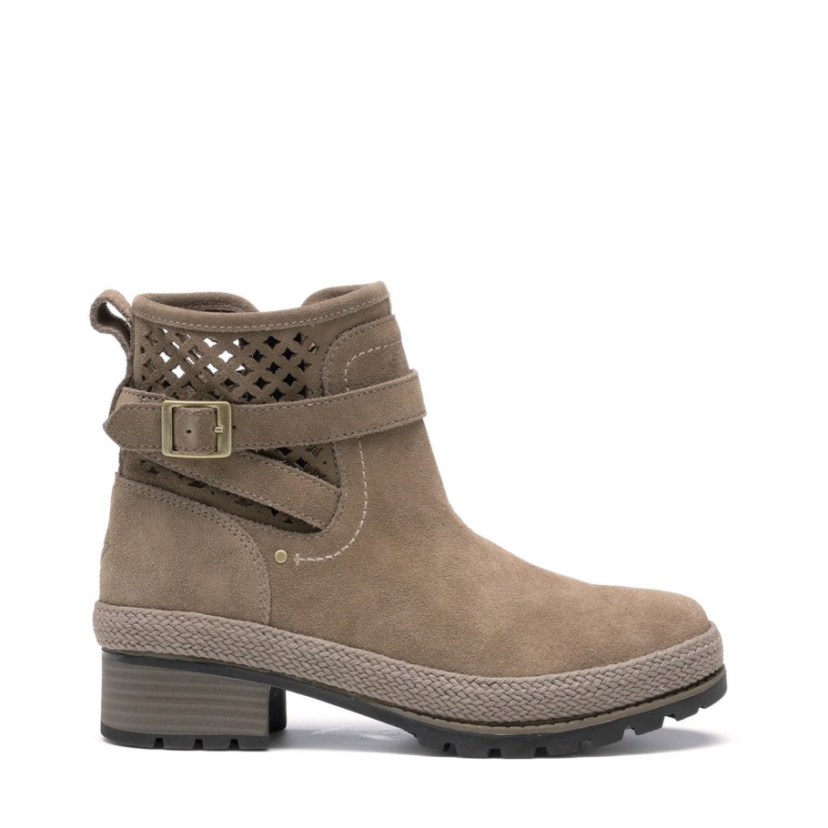 Muckboot Dames Liberty Geperforeerd Leren Enkellaarzen Taupe