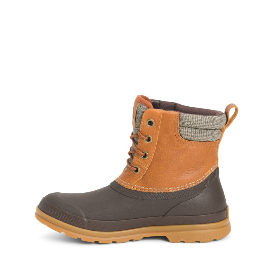Muckboot Dames Muck Originals Duck Veter Leren Korte Laarzen Tan