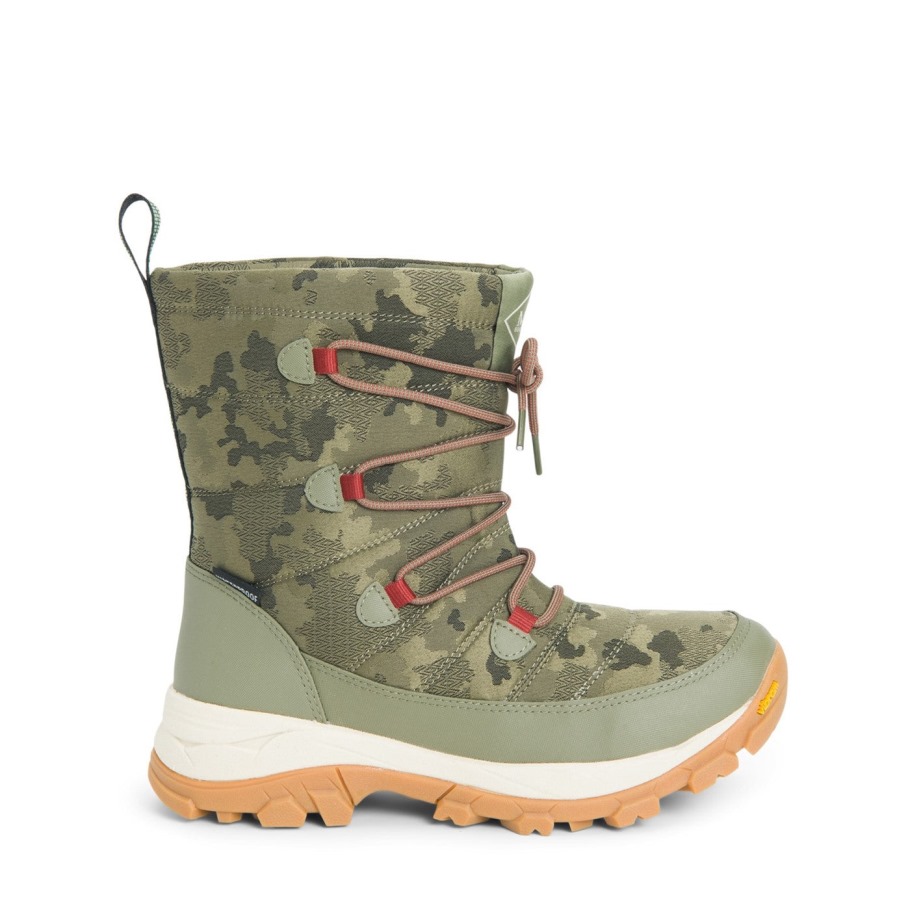 Dames Arctic Ice Nomadische Vibram All Terrain Korte Laarzen Olijf Camo Print Muckboot