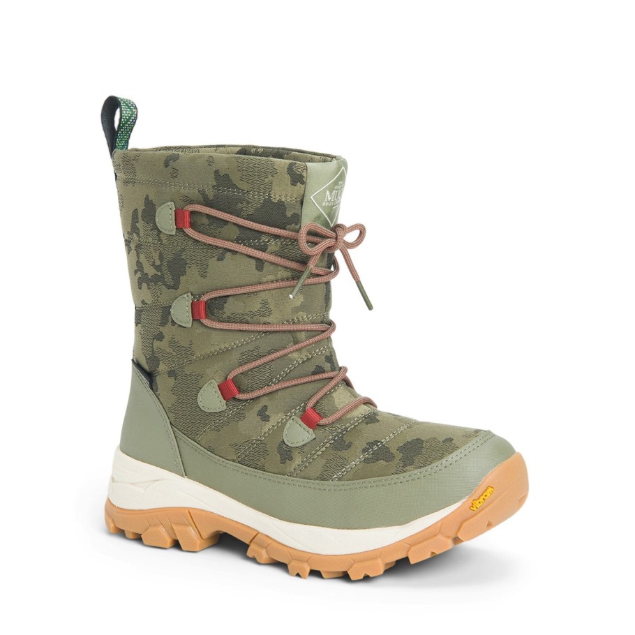 Dames Arctic Ice Nomadische Vibram All Terrain Korte Laarzen Olijf Camo Print Muckboot