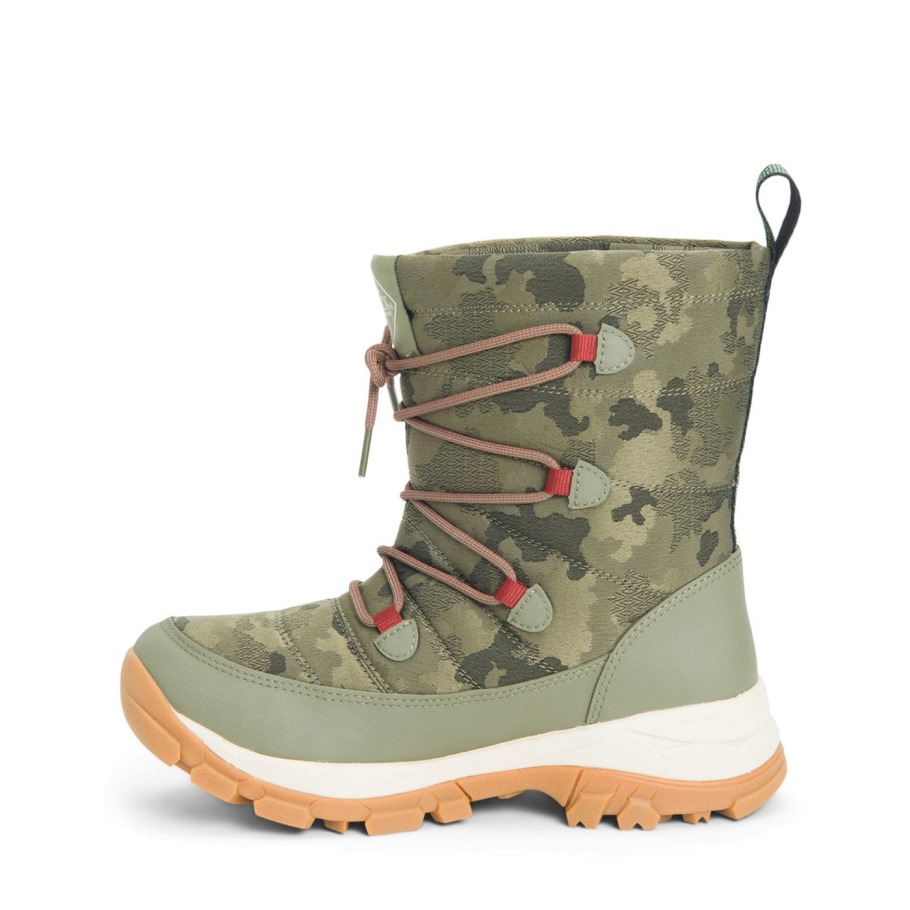 Dames Arctic Ice Nomadische Vibram All Terrain Korte Laarzen Olijf Camo Print Muckboot