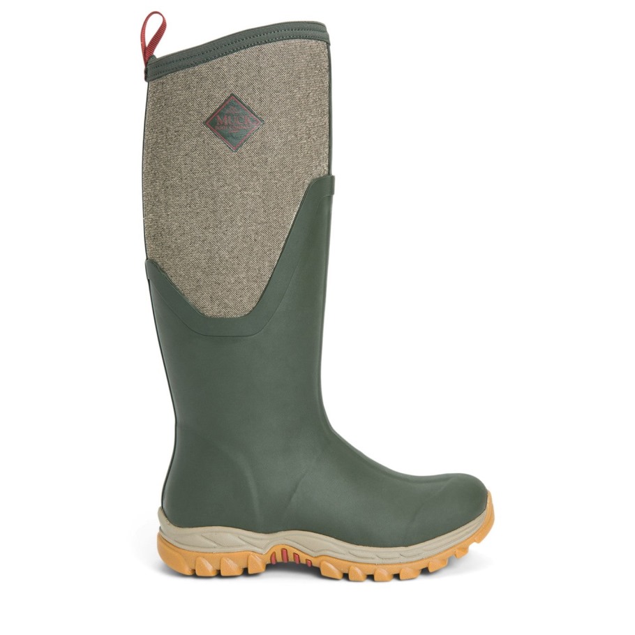 Arctic Sport Ii Hoge Dameslaarzen Olijfgroen Visgraat Print Muckboot