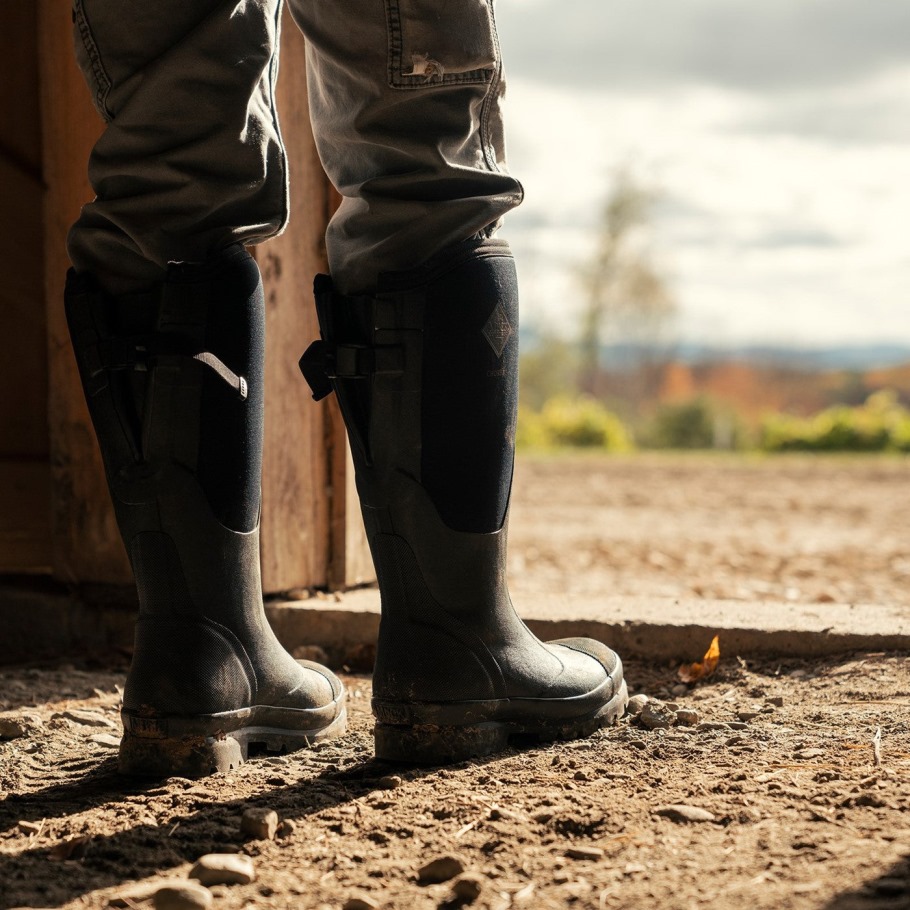 Verstelbare Lange Laarzen Voor Dames, Zwarte Muckboot