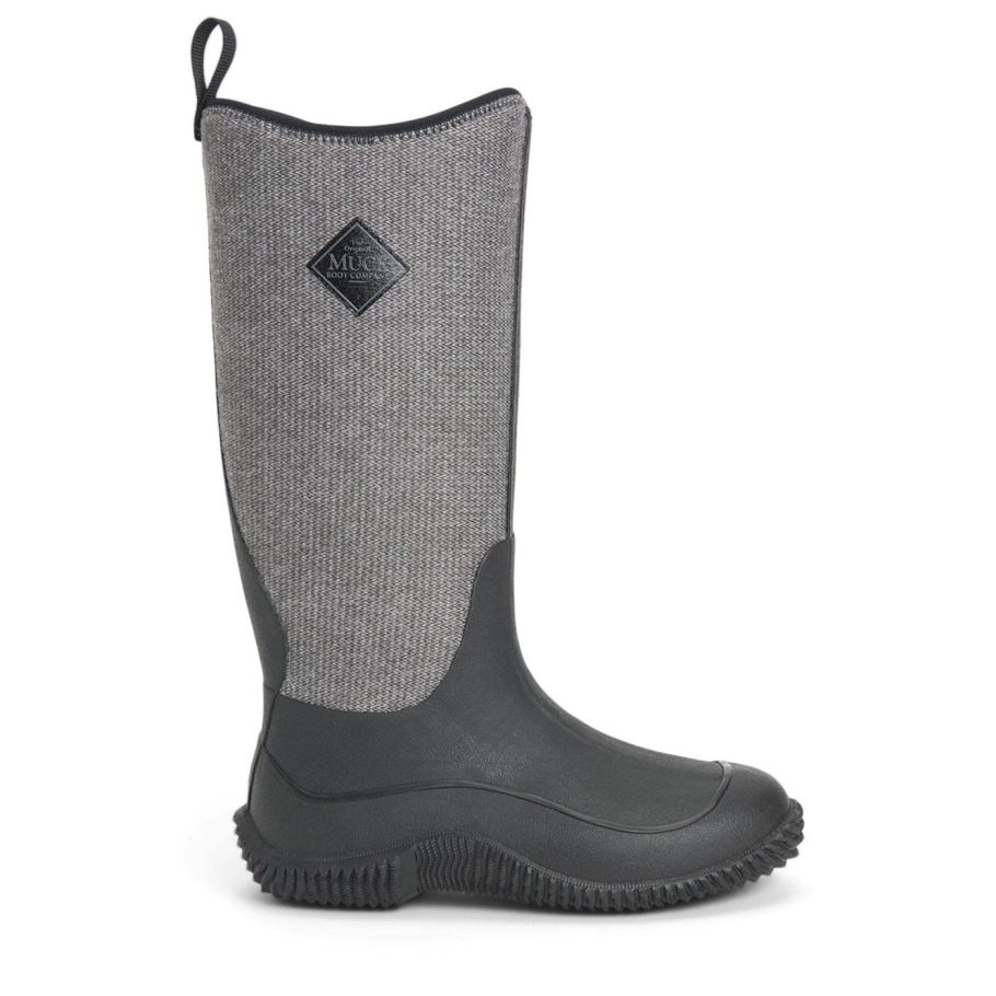 Hale Hoge Dameslaarzen Zwarte Muckboot Met Visgraatprint
