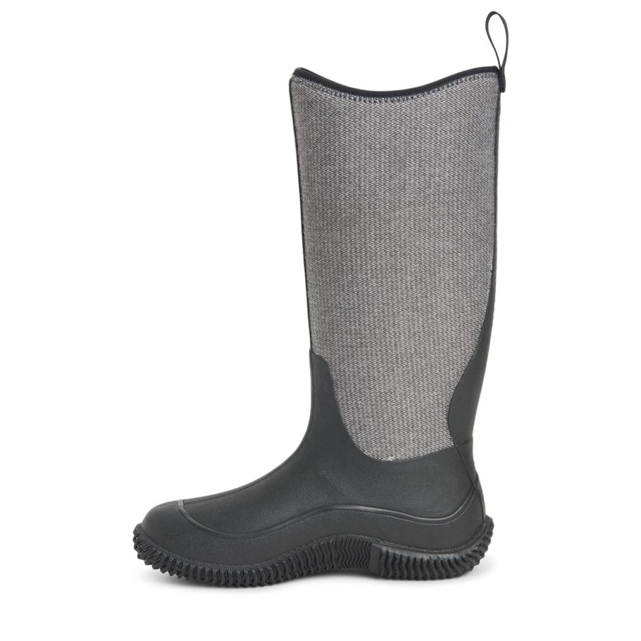 Hale Hoge Dameslaarzen Zwarte Muckboot Met Visgraatprint
