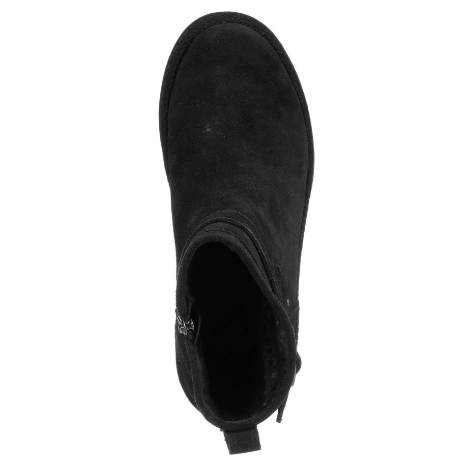Dames Liberty Geperforeerde Leren Enkellaarzen Muckboot Zwart