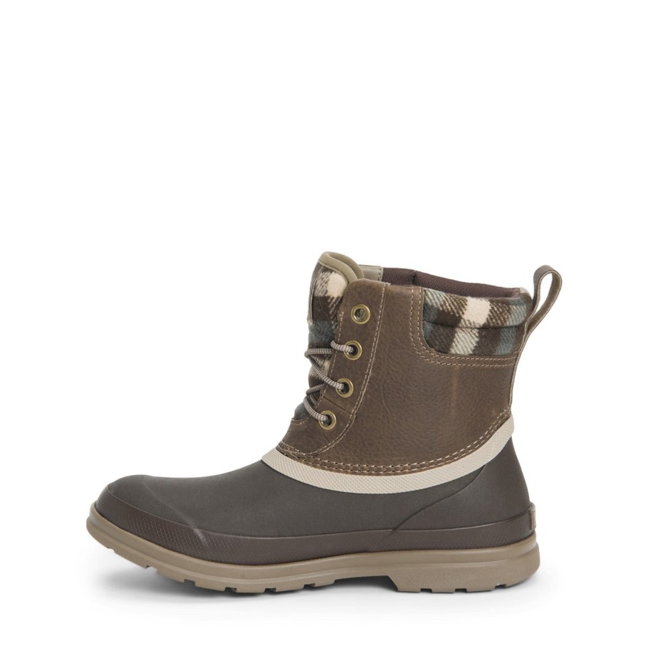 Muck Originals Eend Leren Korte Laarzen Met Veters Walnoot Geruite Muckboot Voor Dames