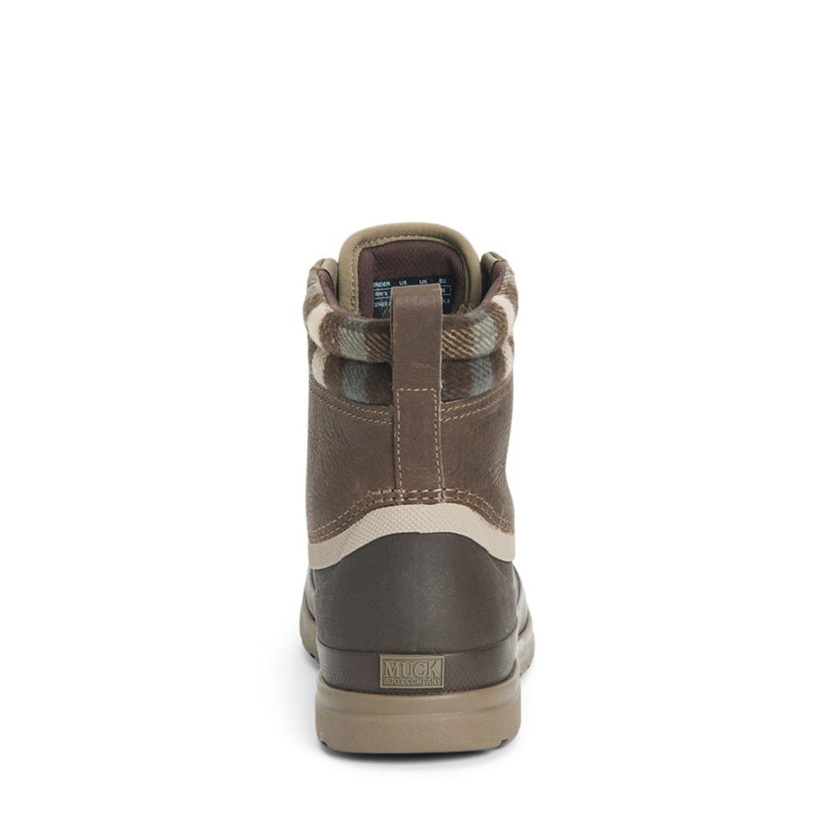 Muck Originals Eend Leren Korte Laarzen Met Veters Walnoot Geruite Muckboot Voor Dames