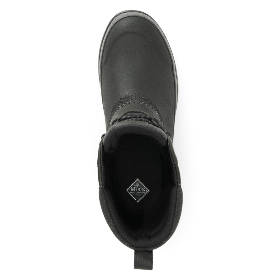 Heren Muck Originals Duck Veter Leren Korte Laarzen Zwart Muckboot