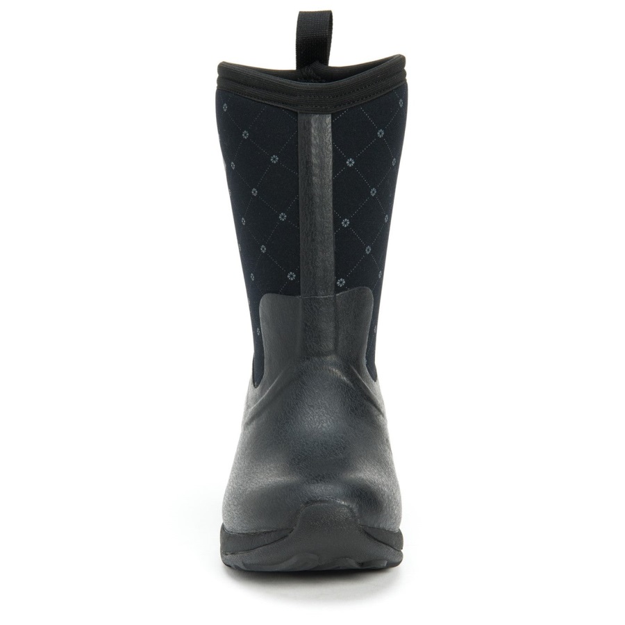 Muckboot Zwarte Korte Dameslaarzen Met Kasteelrockprint En Arctic Weekend