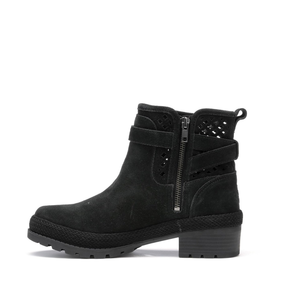 Muckboot Zwarte Dames Liberty Geperforeerde Leren Enkellaarzen