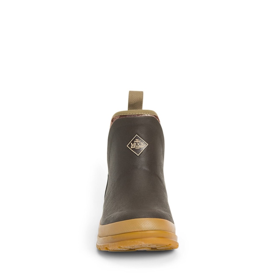 Muckboot Bruine Geruite Print Dames Muck Originals Pull-on Enkellaarsjes