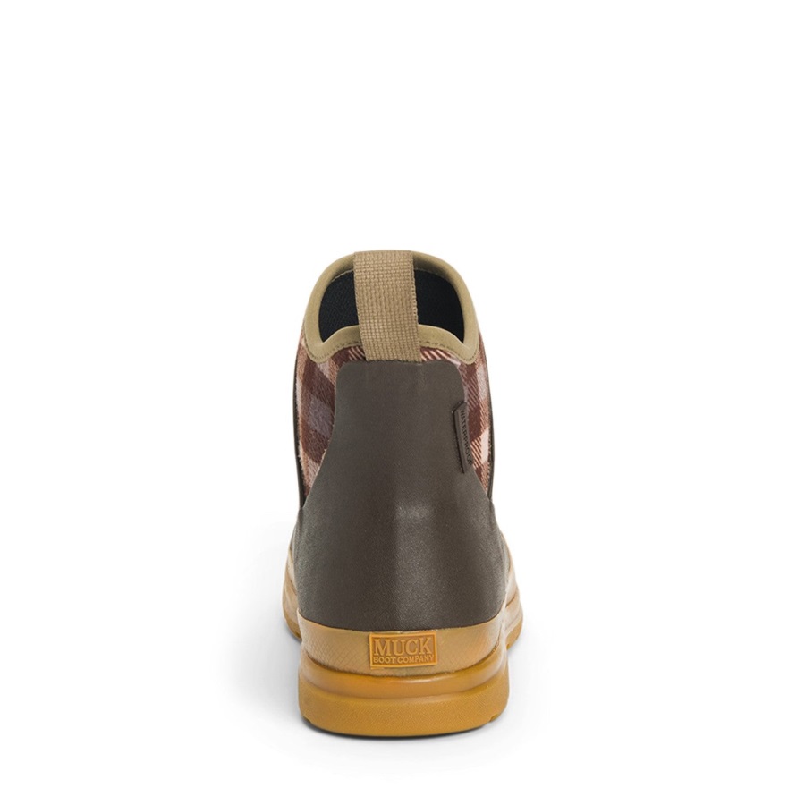 Muckboot Bruine Geruite Print Dames Muck Originals Pull-on Enkellaarsjes