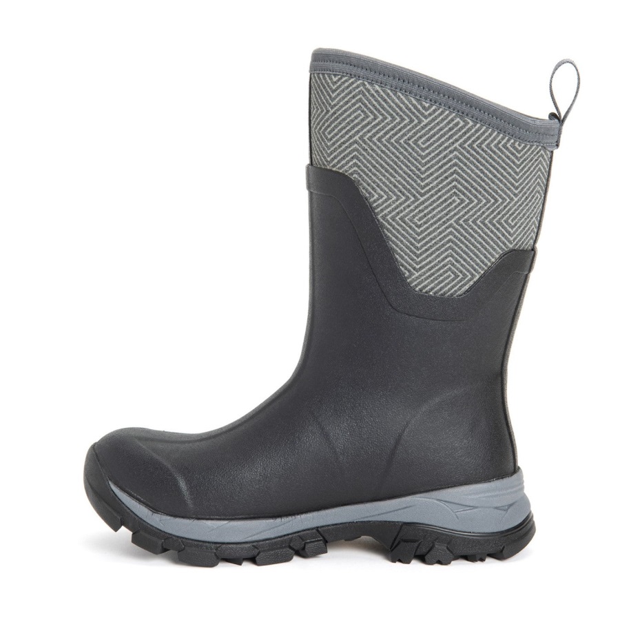 Muckboot Grijze Geometrische Print Dames Arctic Ice Vibram Ag All Terrain Korte Laarzen