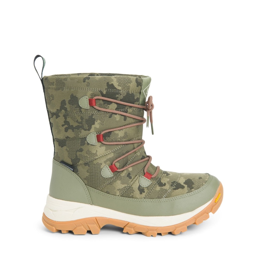 Muckboot Olijf Camo Print Dames Arctic Ice Nomadische Vibram All Terrain Korte Laarzen