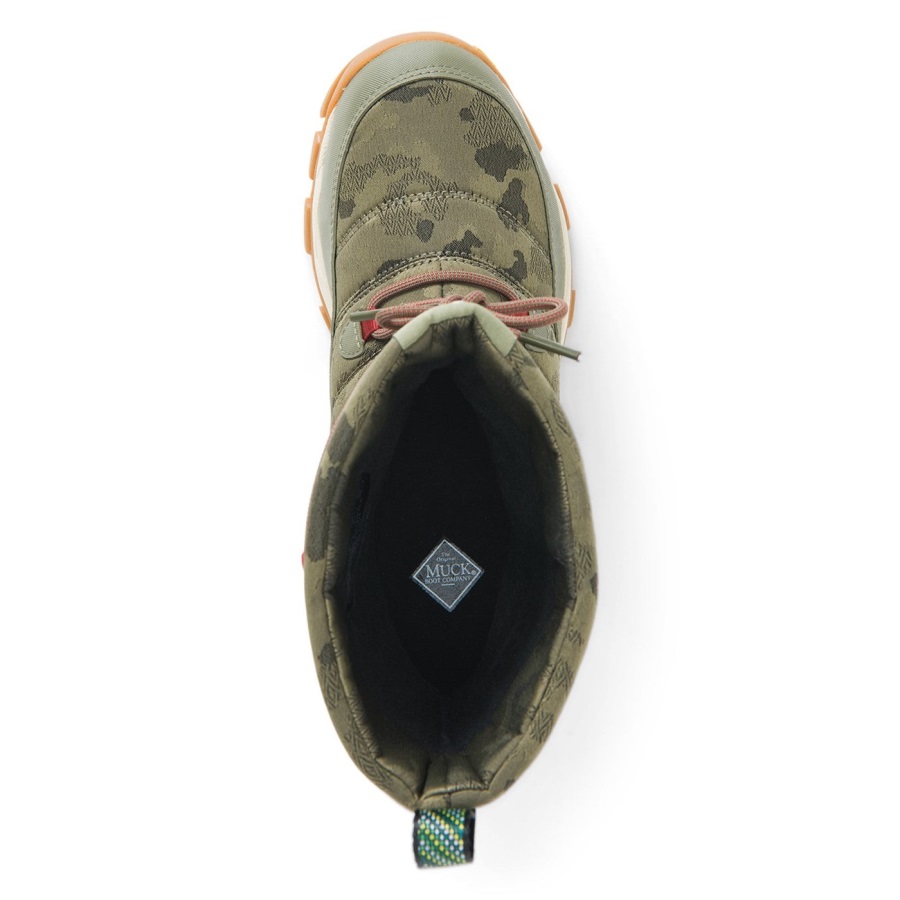 Muckboot Olijf Camo Print Dames Arctic Ice Nomadische Vibram All Terrain Korte Laarzen