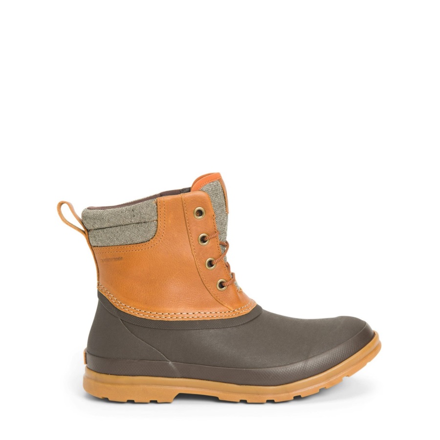 Muckboot Tan Heren Muck Originals Eend Leren Korte Laarzen Met Veters
