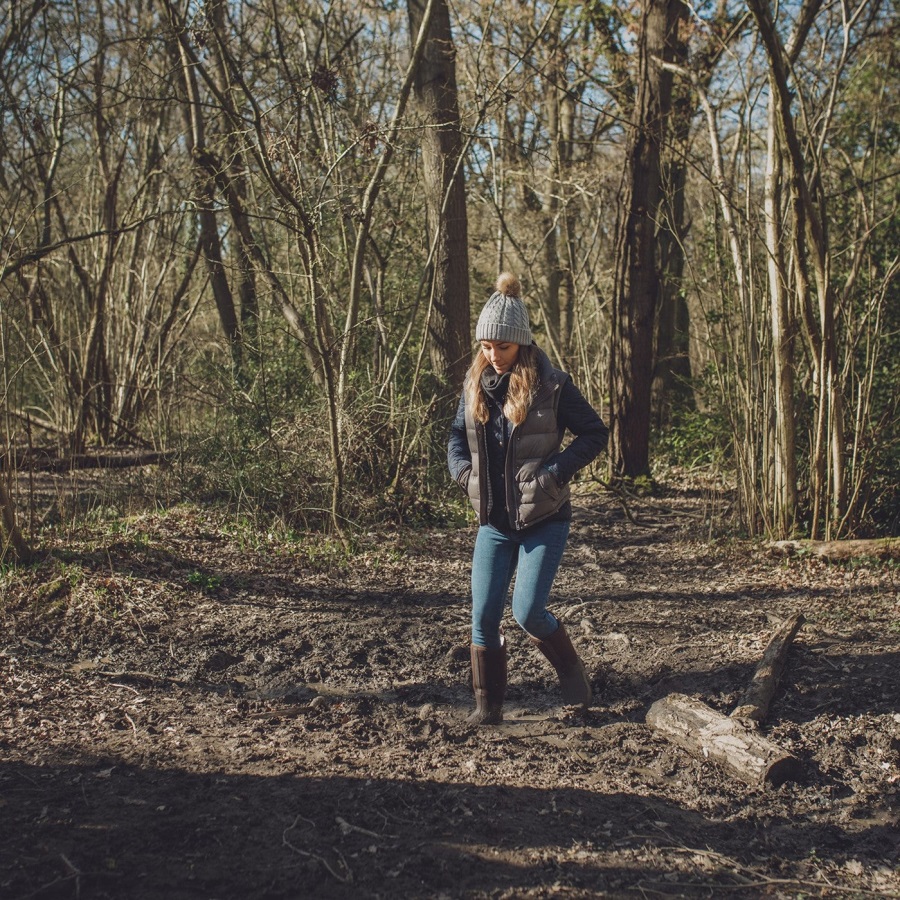 Muckboot Walnoot Visgraat Print Hale Lange Dameslaarzen