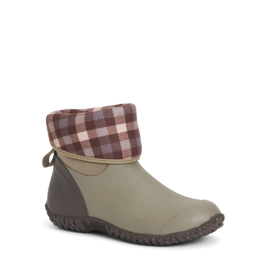 Muckboot Walnoot Geruite Print Dames Rhs Muckster Ii Korte Laarzen