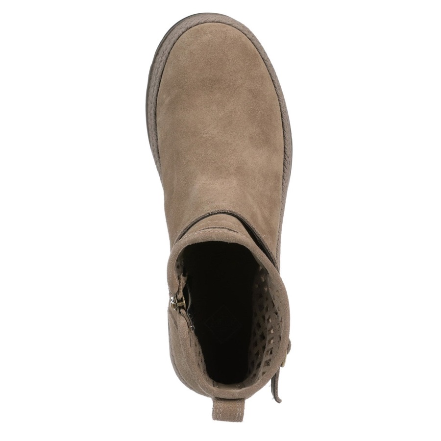 Taupe Dames Liberty Geperforeerde Leren Enkellaarzen Muckboot