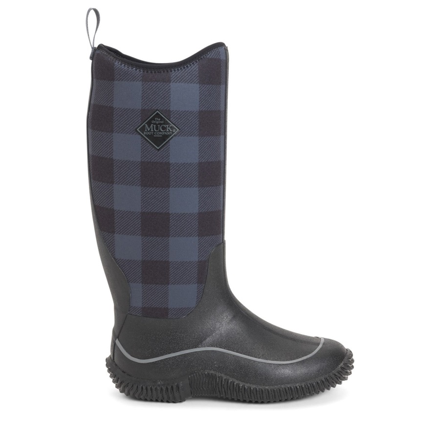 Hoge Laarzen Dames Hale Zwart Grijs Geruite Print Muckboot