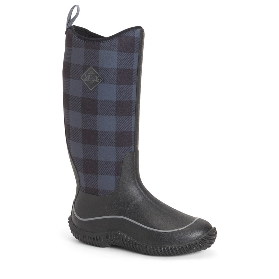 Hoge Laarzen Dames Hale Zwart Grijs Geruite Print Muckboot