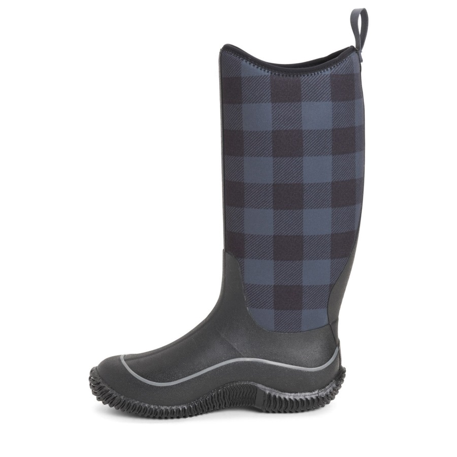 Hoge Laarzen Dames Hale Zwart Grijs Geruite Print Muckboot