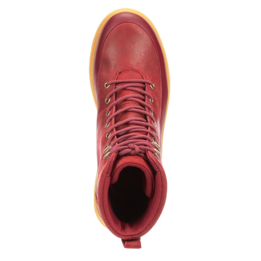 Dames Liberty Leren Veterlaarzen Met Sleehak Muckboot Distressed Cordovan