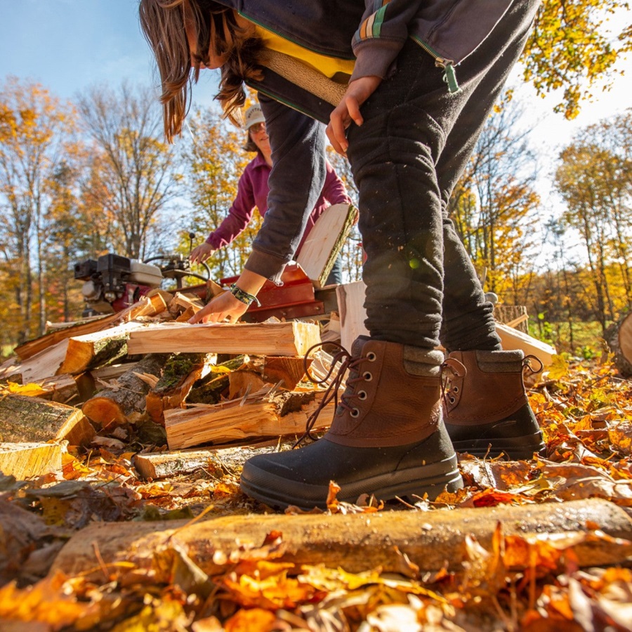 Muck Originals Eend Leren Korte Laarzen Met Veters, Bruine Muckboot Voor Dames