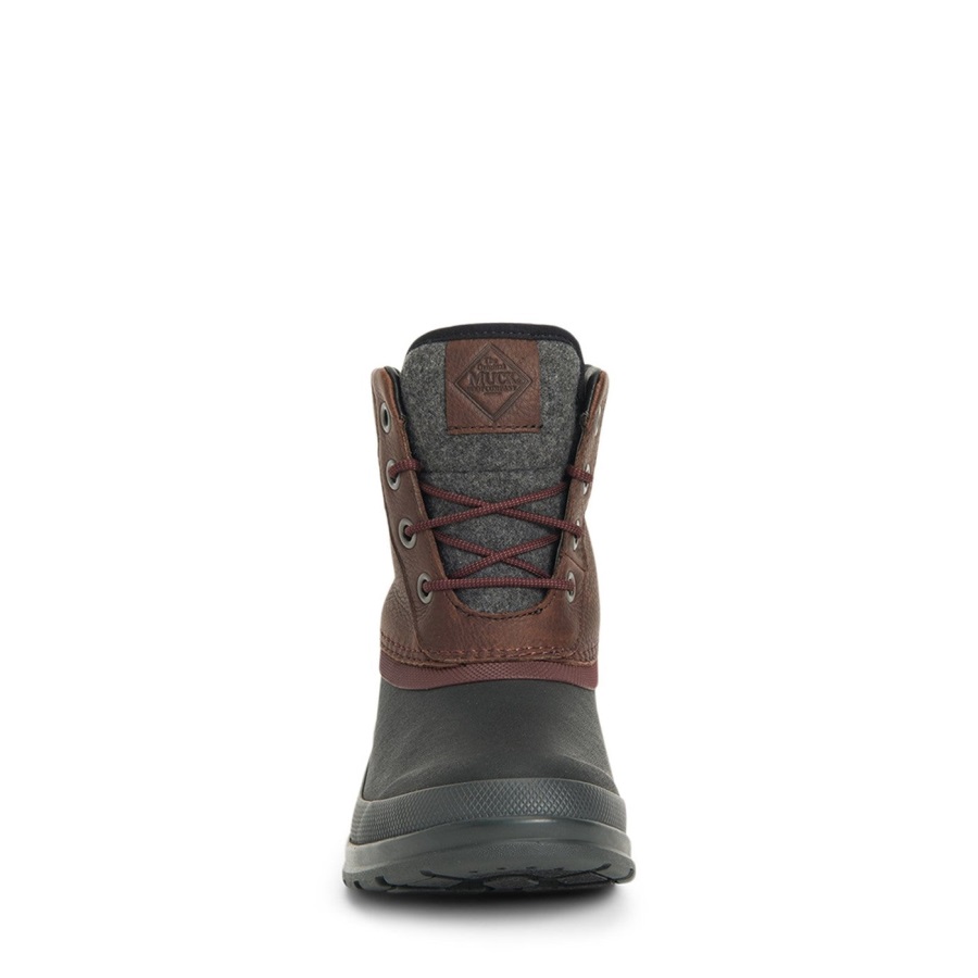 Muck Originals Eend Leren Korte Laarzen Met Veters, Bruine Muckboot Voor Dames
