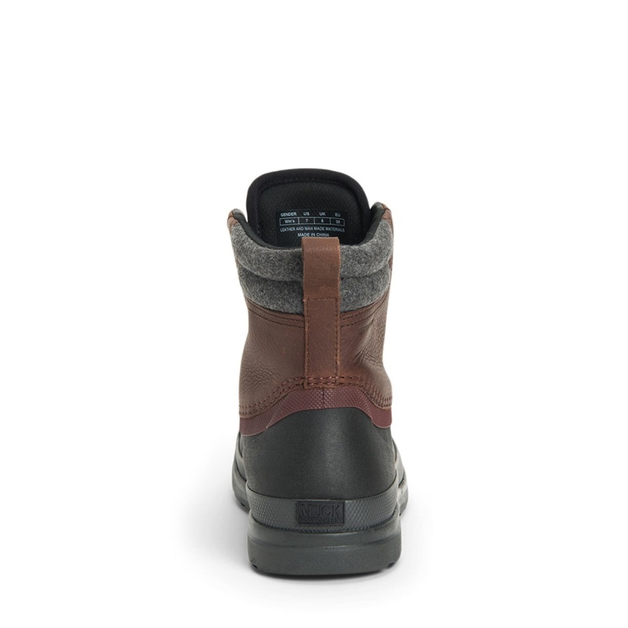 Muck Originals Eend Leren Korte Laarzen Met Veters, Bruine Muckboot Voor Dames