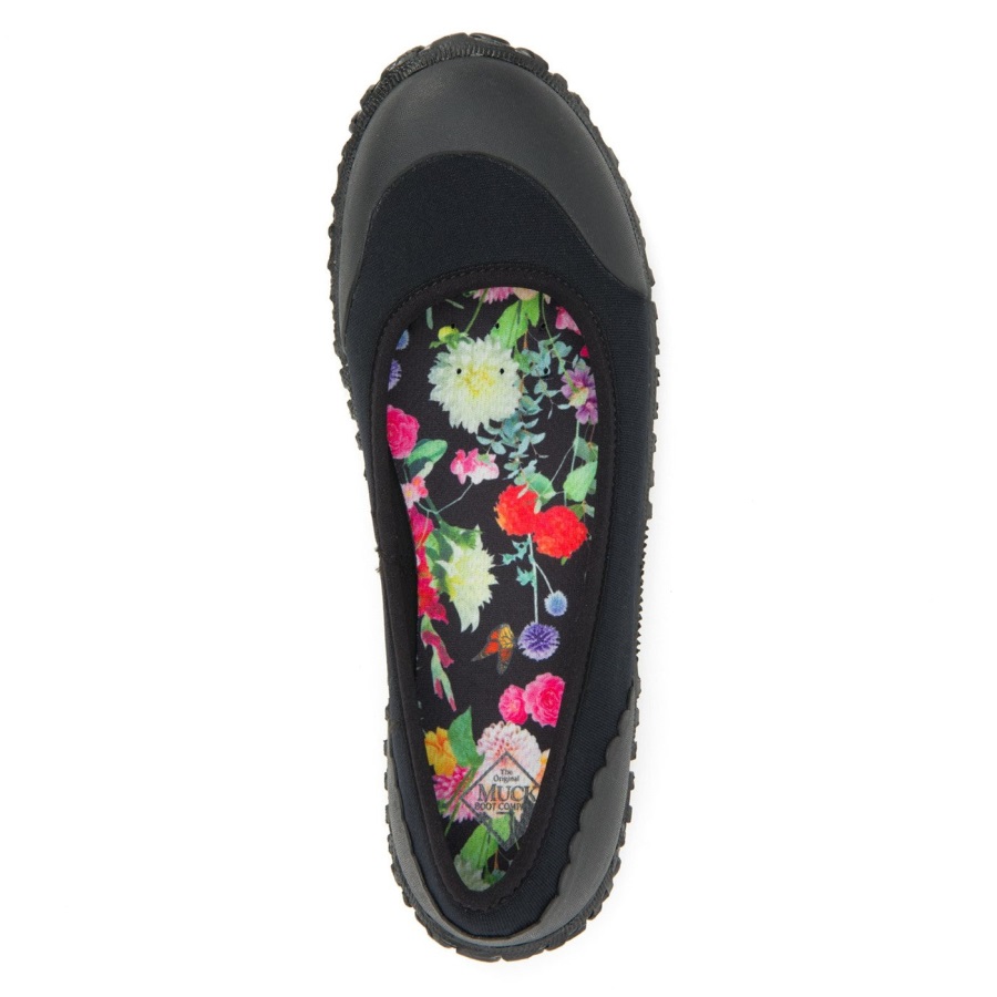 Rhs Muckster Ii Platte Schoenen Voor Dames Zwart Met Nachtelijke Bloemenprint Muckboot