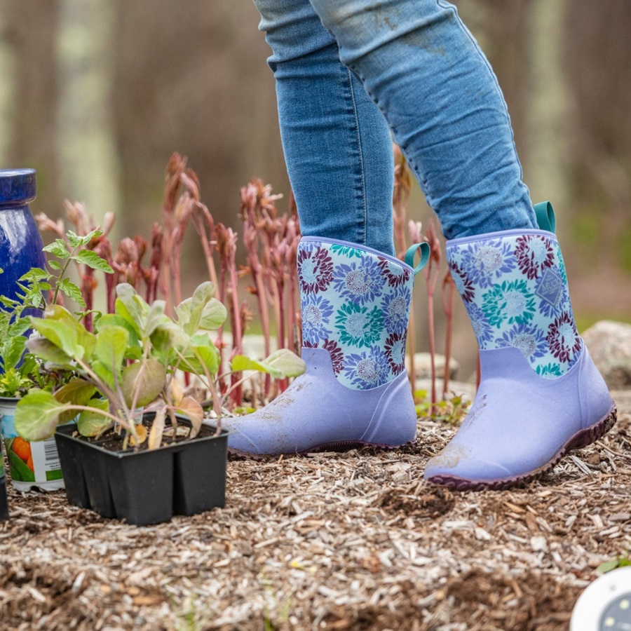 Rhs Muckster Ii Korte Dameslaarzen Blauwe Iris Print Muckboot