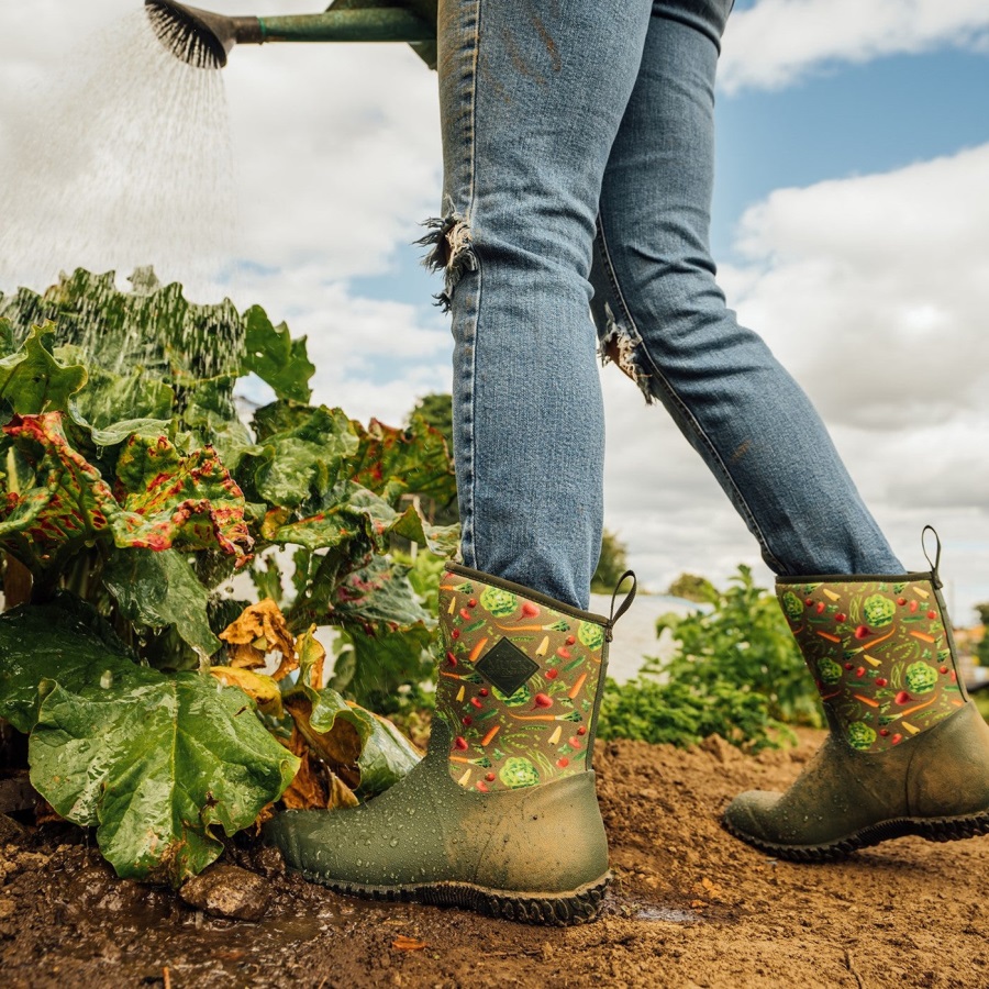 Rhs Muckster Ii Korte Laarzen Voor Dames Groen Muckboot Met Vegetarische Print