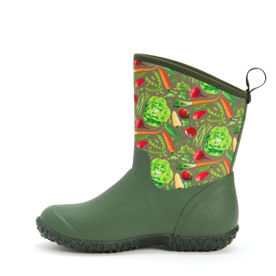 Rhs Muckster Ii Korte Laarzen Voor Dames Groen Muckboot Met Vegetarische Print