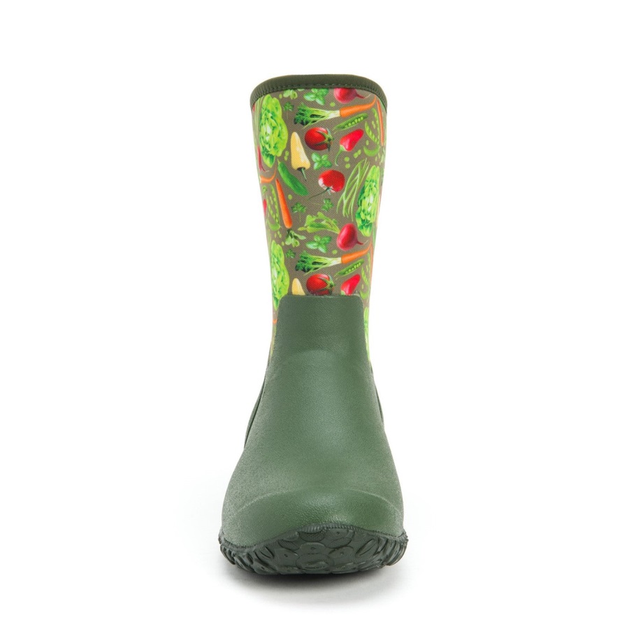 Rhs Muckster Ii Korte Laarzen Voor Dames Groen Muckboot Met Vegetarische Print